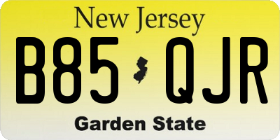 NJ license plate B85QJR