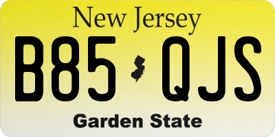 NJ license plate B85QJS