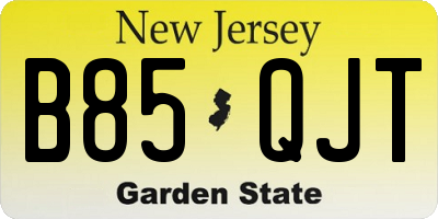 NJ license plate B85QJT