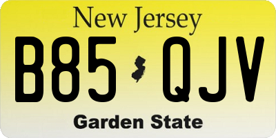 NJ license plate B85QJV