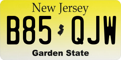 NJ license plate B85QJW