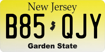 NJ license plate B85QJY