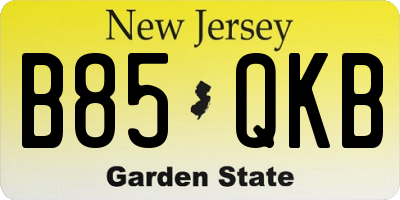 NJ license plate B85QKB