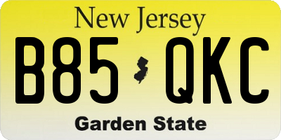 NJ license plate B85QKC