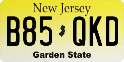 NJ license plate B85QKD