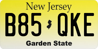 NJ license plate B85QKE
