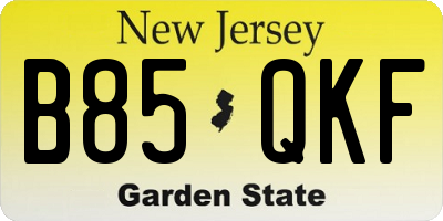 NJ license plate B85QKF