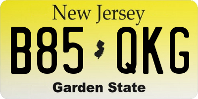 NJ license plate B85QKG