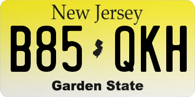 NJ license plate B85QKH