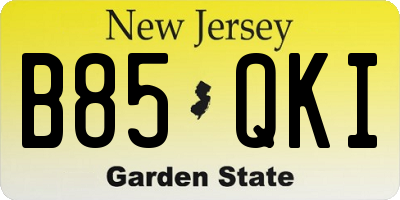 NJ license plate B85QKI