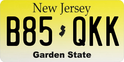 NJ license plate B85QKK