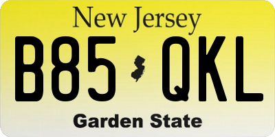 NJ license plate B85QKL