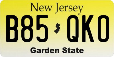 NJ license plate B85QKO