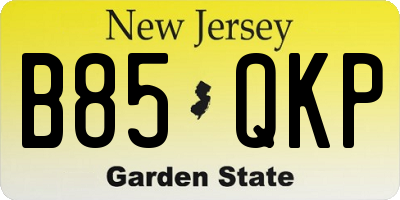 NJ license plate B85QKP
