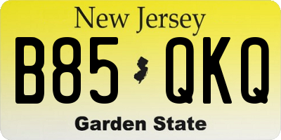 NJ license plate B85QKQ
