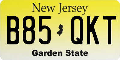 NJ license plate B85QKT