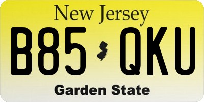 NJ license plate B85QKU