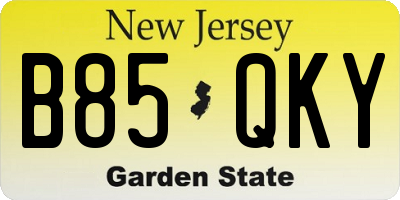 NJ license plate B85QKY