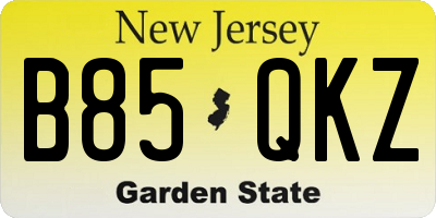 NJ license plate B85QKZ