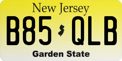 NJ license plate B85QLB