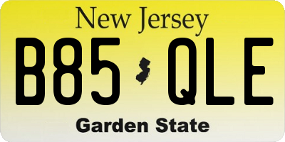NJ license plate B85QLE