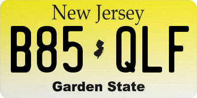 NJ license plate B85QLF