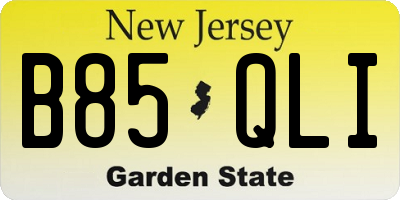 NJ license plate B85QLI