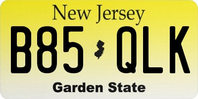 NJ license plate B85QLK