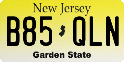 NJ license plate B85QLN