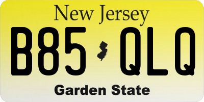 NJ license plate B85QLQ