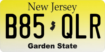NJ license plate B85QLR