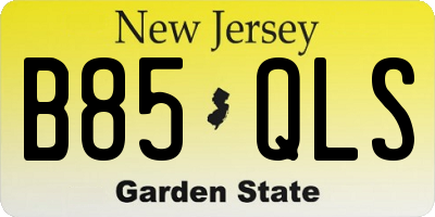 NJ license plate B85QLS