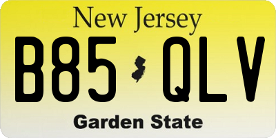 NJ license plate B85QLV