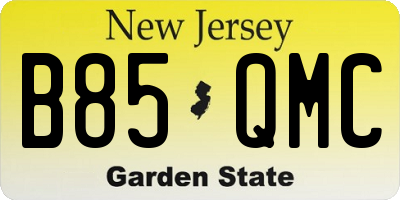 NJ license plate B85QMC