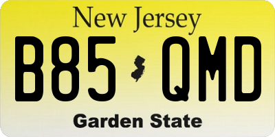 NJ license plate B85QMD