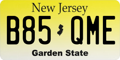 NJ license plate B85QME