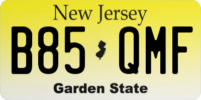 NJ license plate B85QMF