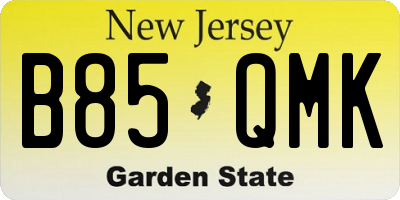 NJ license plate B85QMK