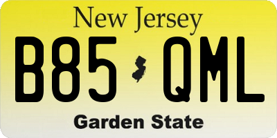 NJ license plate B85QML