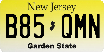 NJ license plate B85QMN