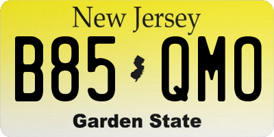 NJ license plate B85QMO