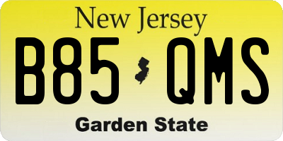 NJ license plate B85QMS