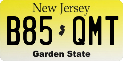 NJ license plate B85QMT