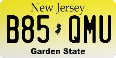 NJ license plate B85QMU