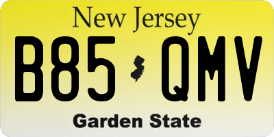 NJ license plate B85QMV