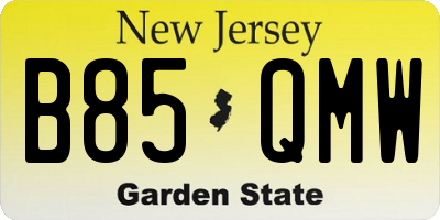NJ license plate B85QMW