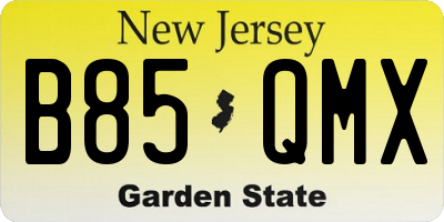 NJ license plate B85QMX