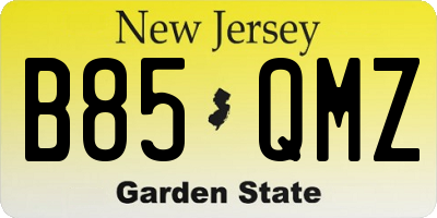 NJ license plate B85QMZ
