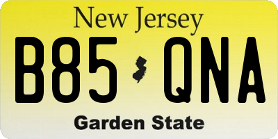 NJ license plate B85QNA