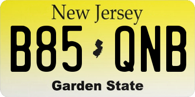 NJ license plate B85QNB